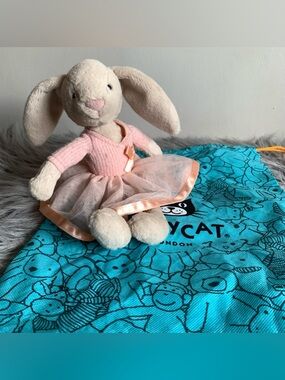 Jellycat Lottie Bunny Ballet Retired Rabbit Plush in Peach Dress 11” Stuffed